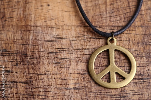 Peace symbol leather necklace