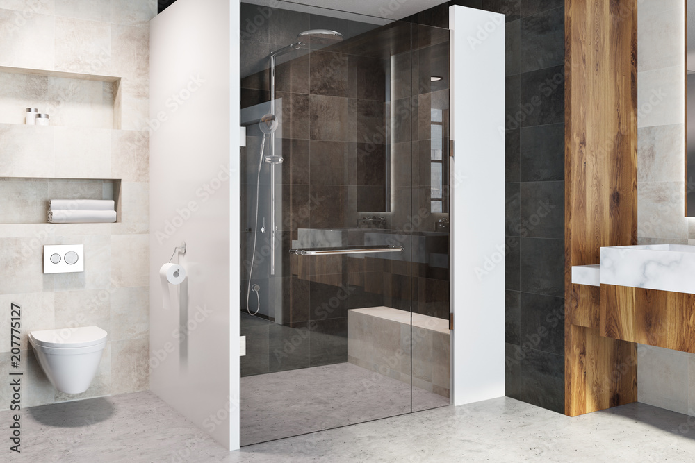 Shower in a luxury bathroom interior