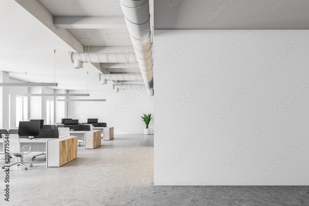 Wall Circles White open space office interior, mock up wall -  