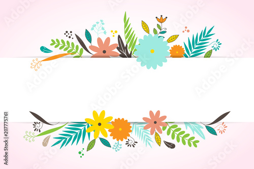 Floral template layout copy space for banner  header  brochure  poster vector illustration