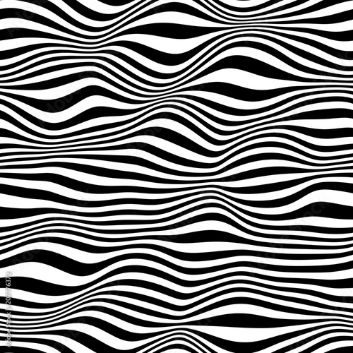 3D seamless wave pattern, black and white texture