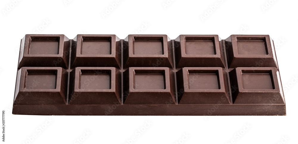 Obraz premium Dark chocolate isolated with shadow on white background. Clipping path