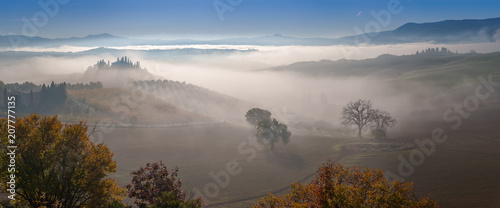 Autumn fog in valley