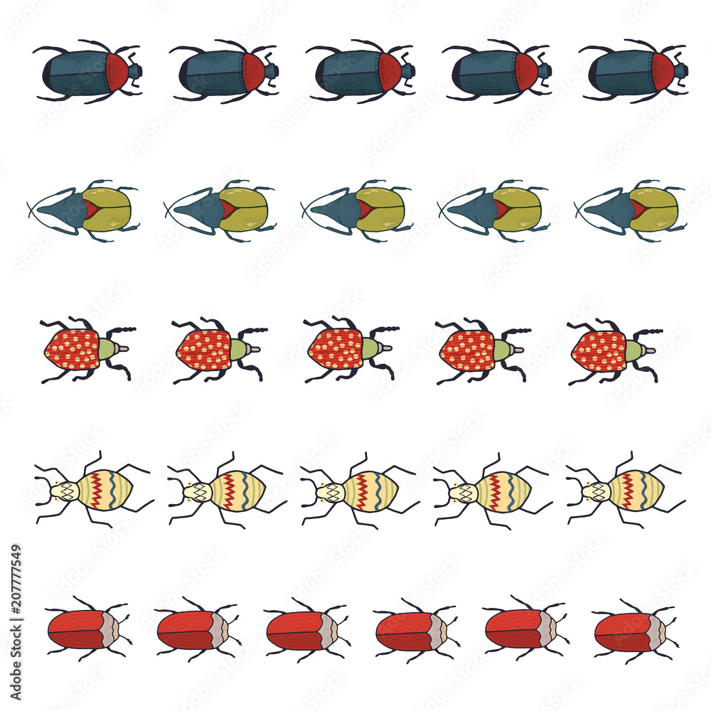 Cute hand drawn vector bugs borders Cute hand drawn vector bugs borders