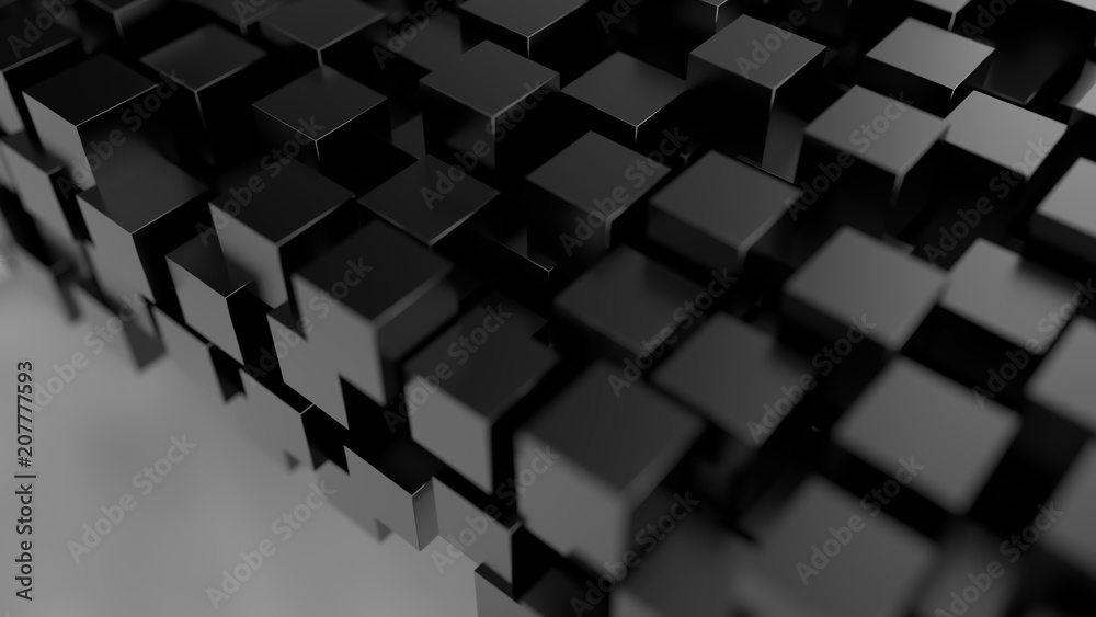 Abstract cubes. Black background. 3d render. Abstract cubes. Black background. 3d render.