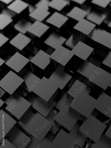 Fototapeta Naklejka Na Ścianę i Meble -  Abstract cubes. Black background. 3d render.