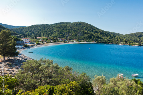 Viewpoint above Panormos bay at the island of Skopelos in Greece