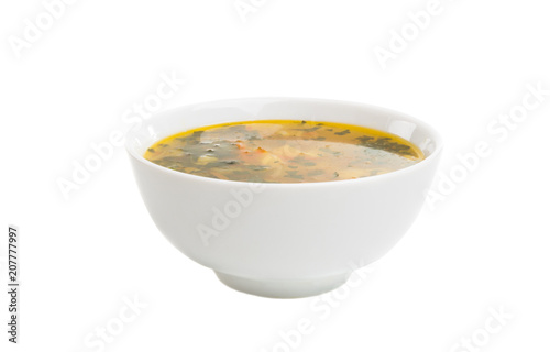 a plate of soup isolated