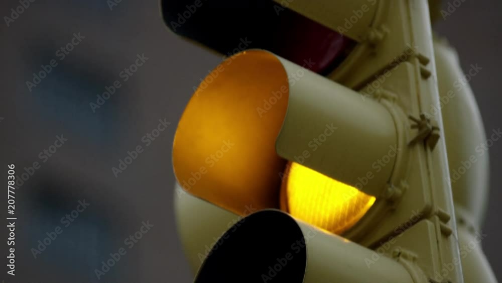 Close Up Stop Light Turning Red