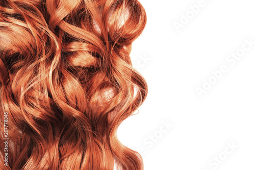 long red wavy hair isolated on white background photo