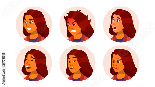 Avatar Icon Woman Vector. Comic Emotions. Flat Handsome Manager. Cartoon Character Illustration