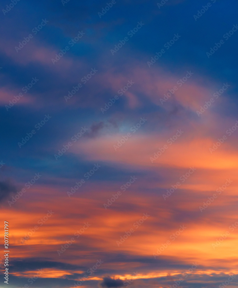 Spectacular colorful sunset skies. Nature abstract background.