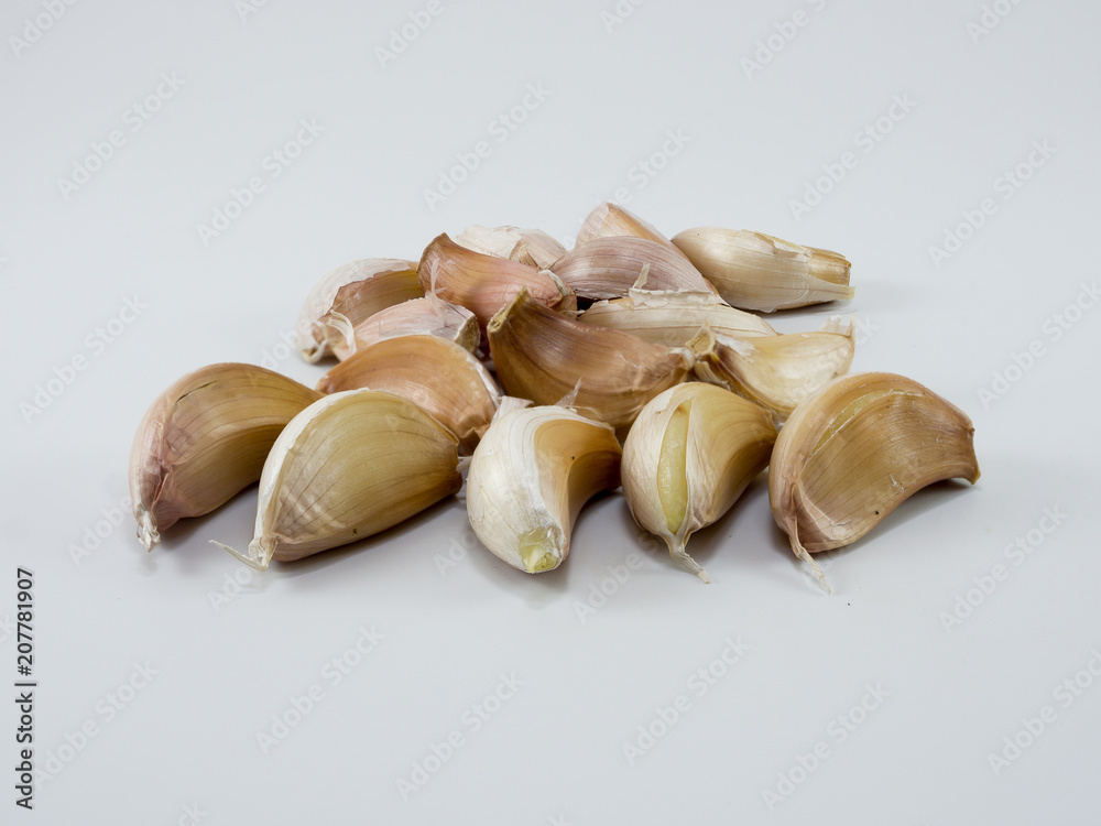 Fresh garlic isolated on white background.