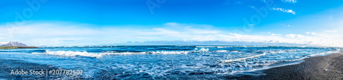 Panorama view of black sand beach in Iceland © jeafish