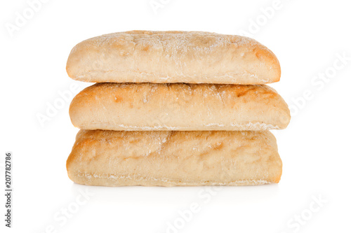 Stack of three panini isolated on a white background