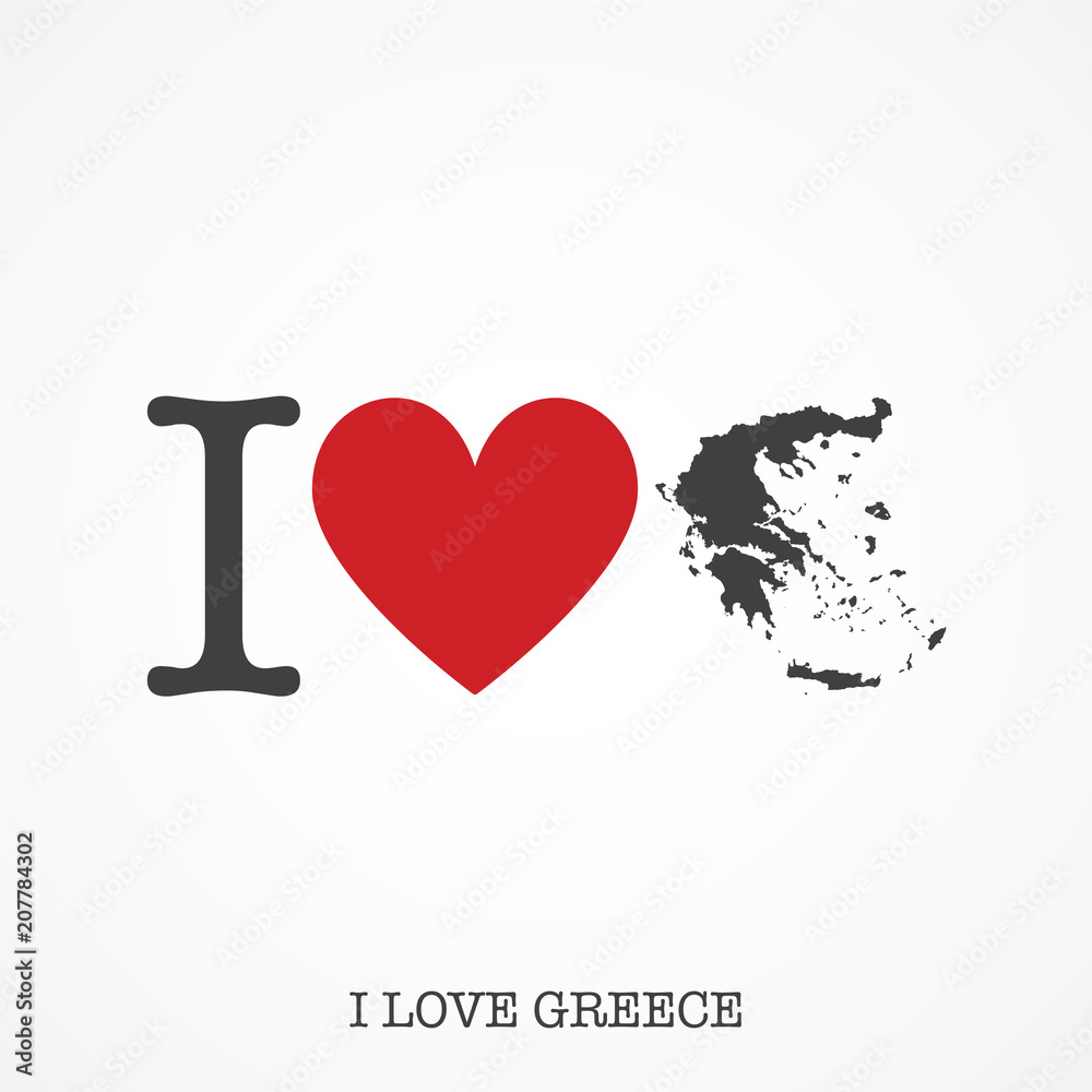 I love Greece. Heart shape national country map icon I love Greece. Heart shape national country map icon