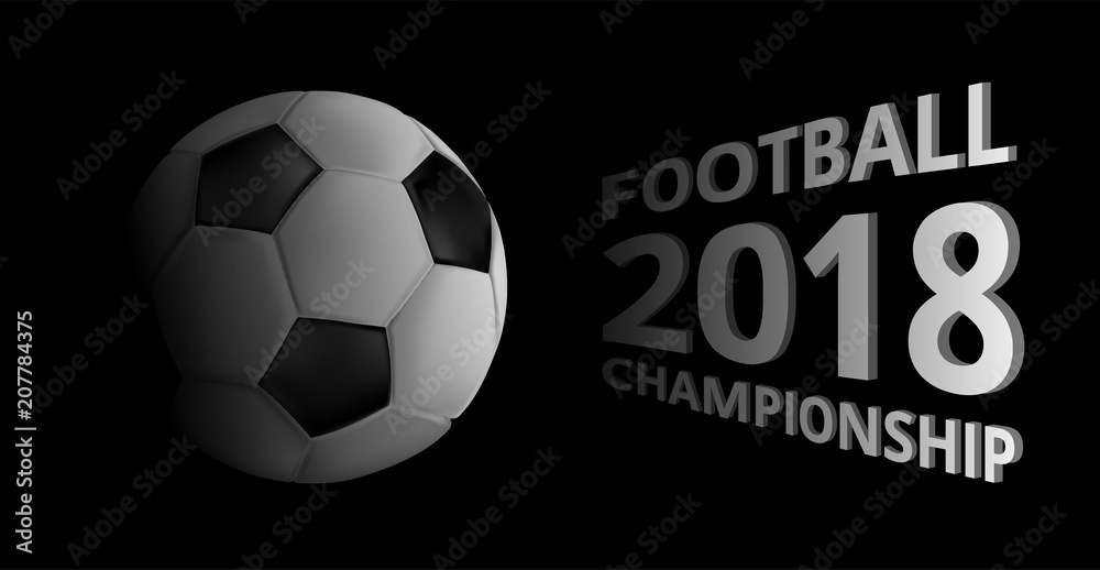 Black football background with soccer ball.