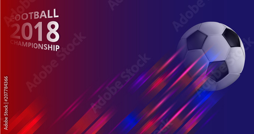 Blue and red football background with soccer ball.