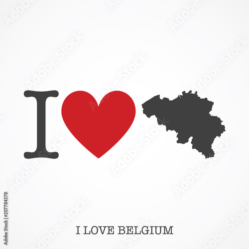I love Belgium. Heart shape national country map icon