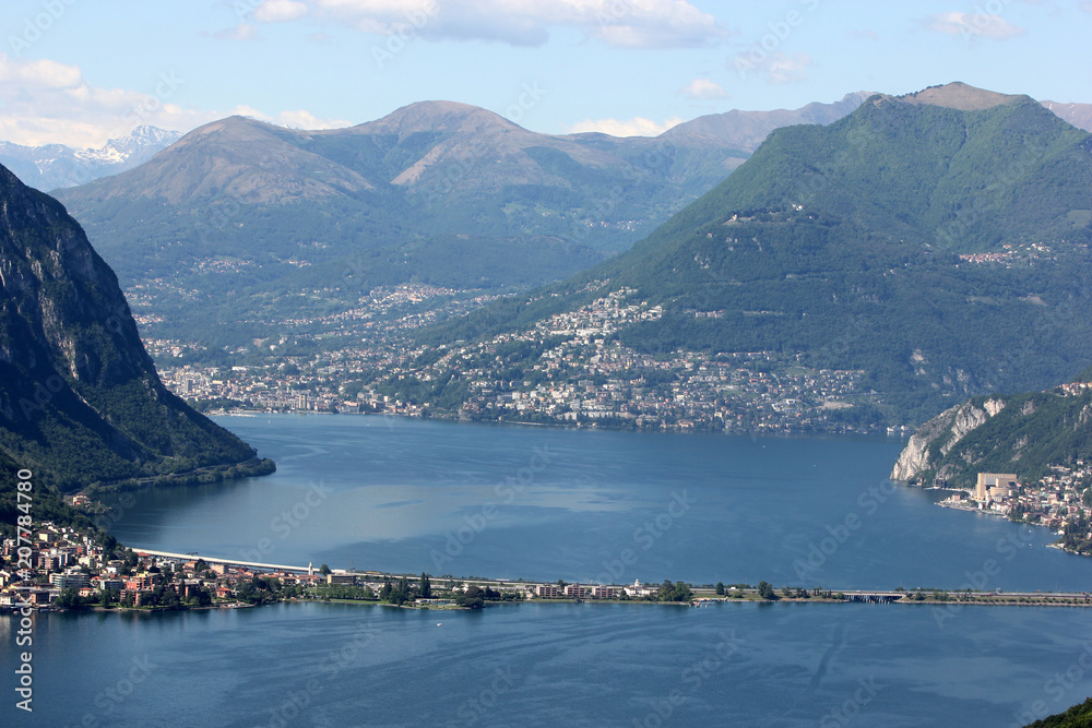a beautiful panoramic view of Lake Lugano from Serpiano, Switzerland