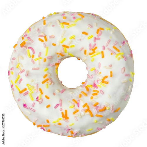 Donut with sprinkles isolated on white background