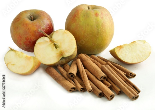 apples rennets and cinnamon sticks as spice
