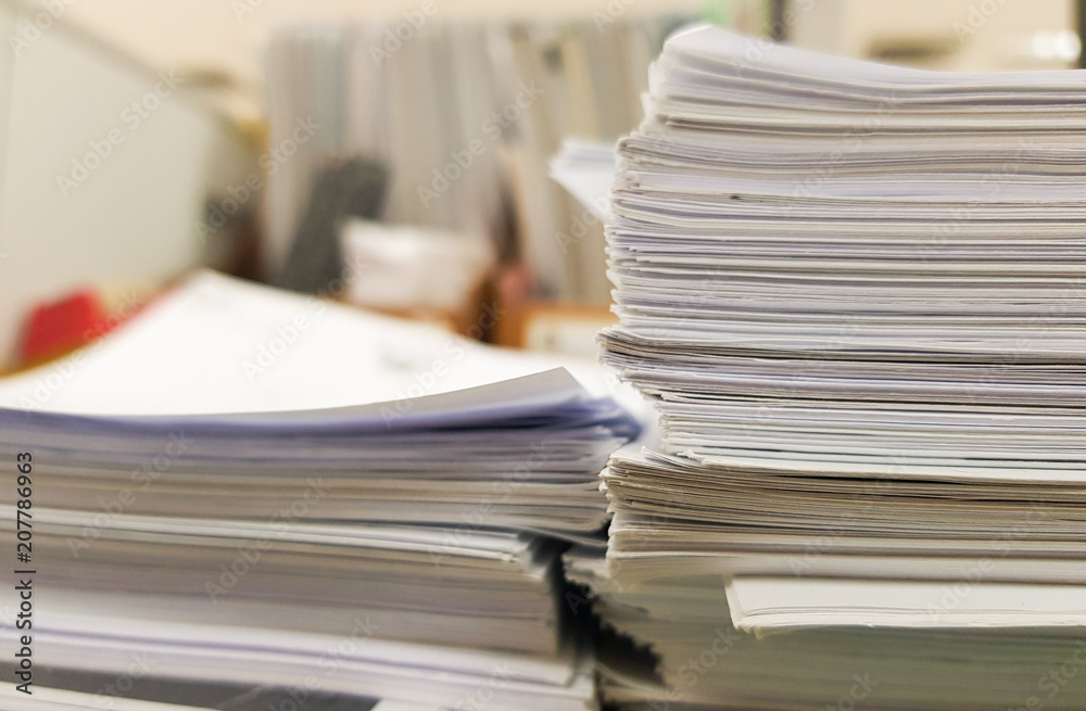 Stacks of paper for Business and office concept background. Stacks of paper for Business and office concept background.