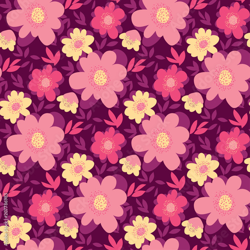 Pink and yellow abstract fl...