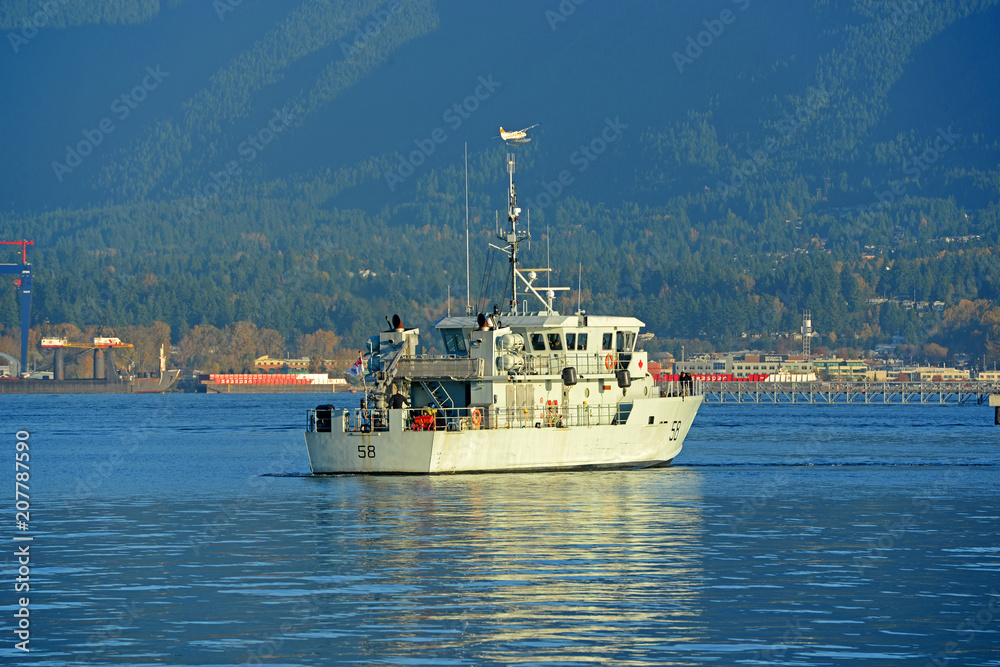 Royal Canadian Navy Orca Class Patrol Craft Vessel PCT 58 Renard in Vancouver Harbour, Vancouver, British Columbia, Canada.