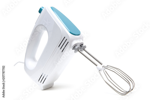 Electric food mixer on white background