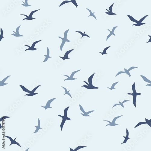 Seamless pattern with flying birds