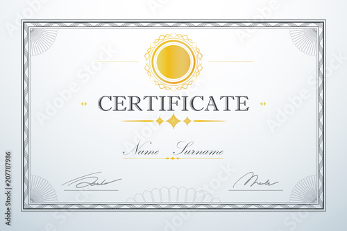 Vintage retro luxury design. Certification card frame template. Vector illust...
