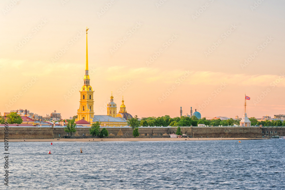 Old town St. Petersburg skyline at sunset