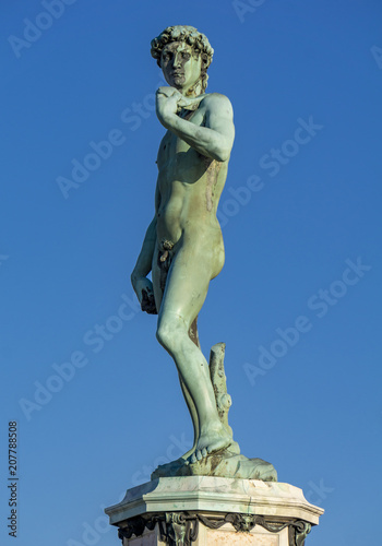 Statue of David by Michelangelo at Piazza Michelangelo in Florence  Italy