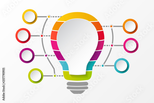 Template of business infographic - bulb. Vector.