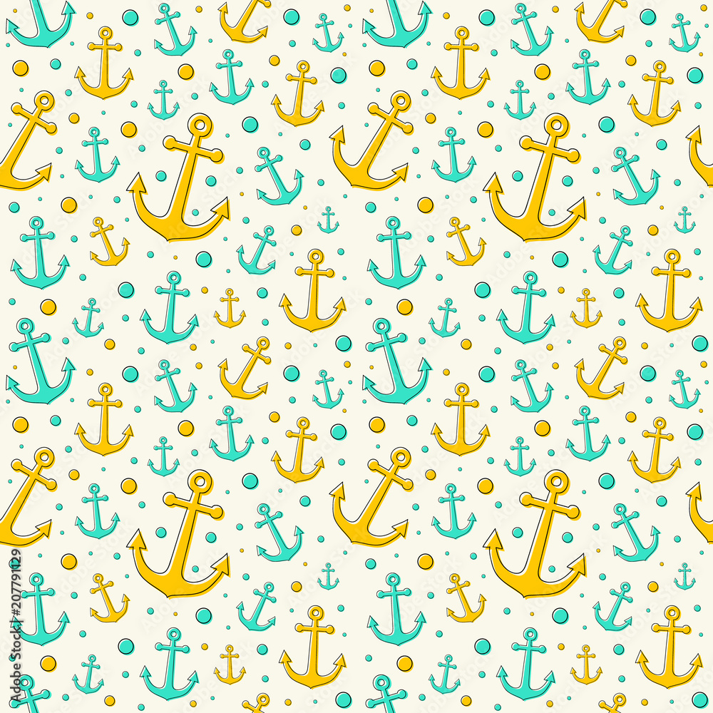 Background with anchors. Seamless pattern. Vector. Background with anchors. Seamless pattern. Vector.