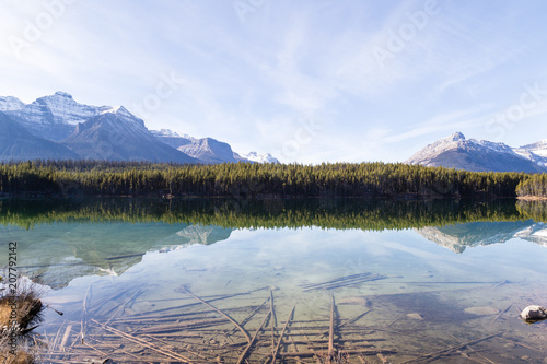 Lake Reflections and powdery sky in Banff National Park