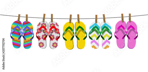 
Nice background summer sandals lying with copy space, in vector photo