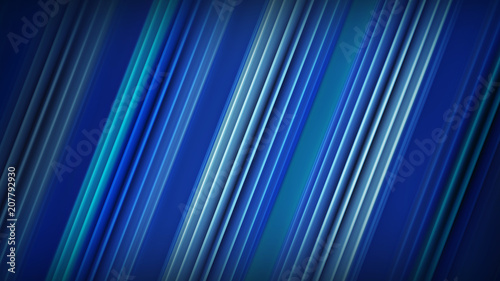 Diagonal blue stripes abstract 3D rendering