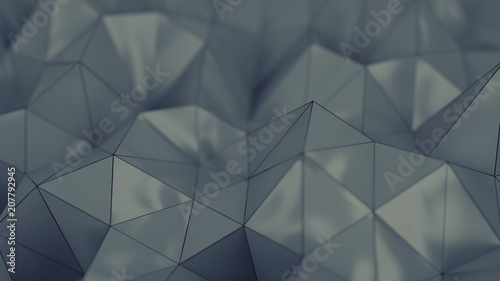 Polygonal grey plastic shape 3D rendering with DOF