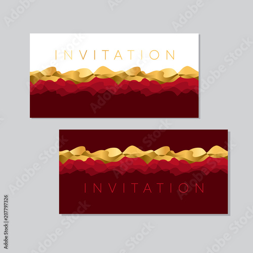 Gold and red abstract wave ...