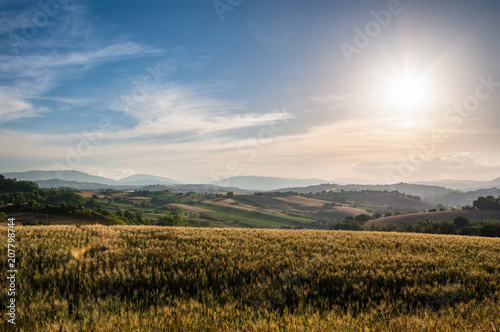 Foto Italia, giugno 2018 Pesaro - vista delle colline nei pressi di Orciano in provincia di Pesaro nella regione Marche