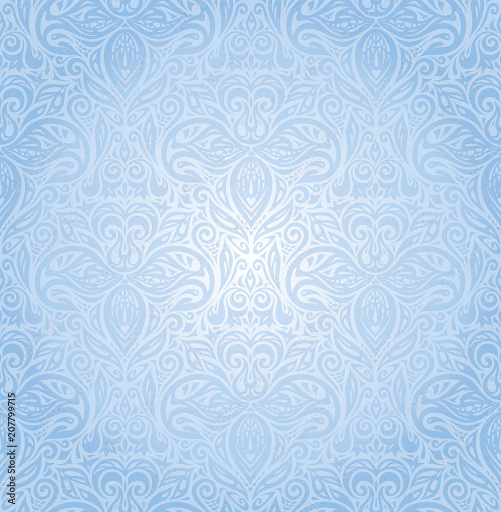 Blue floral vector seamless decorative background wallpaper design