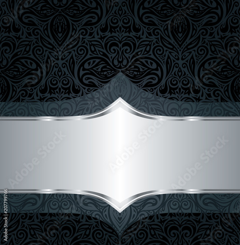 Decorative black & silver floral luxury wallpaper background pattern design