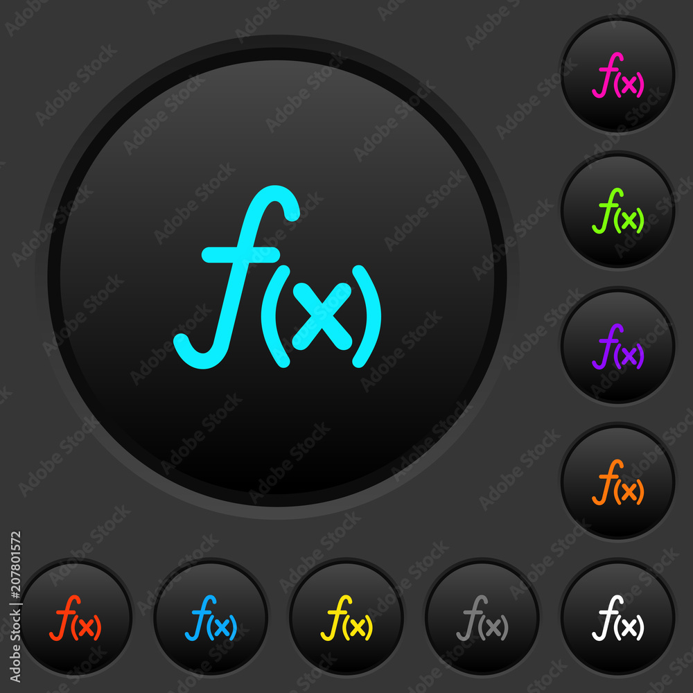 Function dark push buttons with color icons Function dark push buttons with color icons