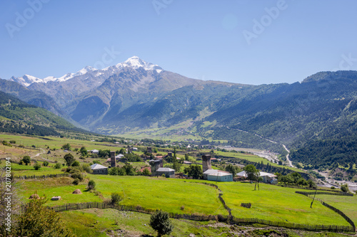 Mestia valley with towers, Svaneti