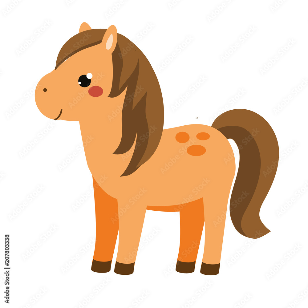 Cute horse. Cartoon farm animal isolated on white Stock Vector | Adobe Stock