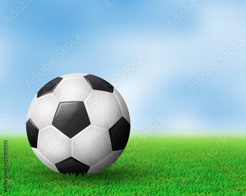 Realistic soccer ball on field from side view. EPS 10 © starserfer