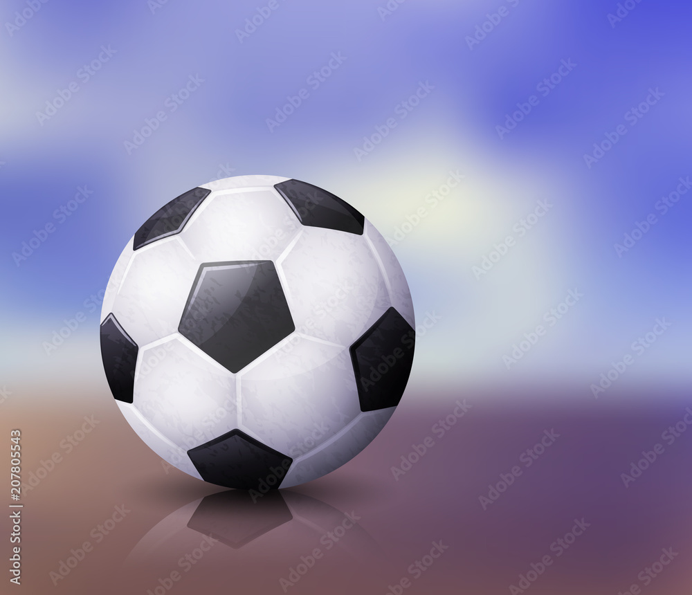 Realistic soccer ball illustration with reflection on abstract blurred background. EPS 10 Realistic soccer ball illustration with reflection on abstract blurred background. EPS 10