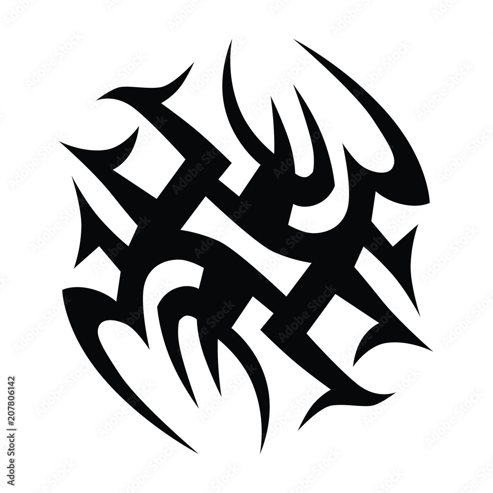 Tribal tattoo vector designs sketch. Simple abstract black logo ...